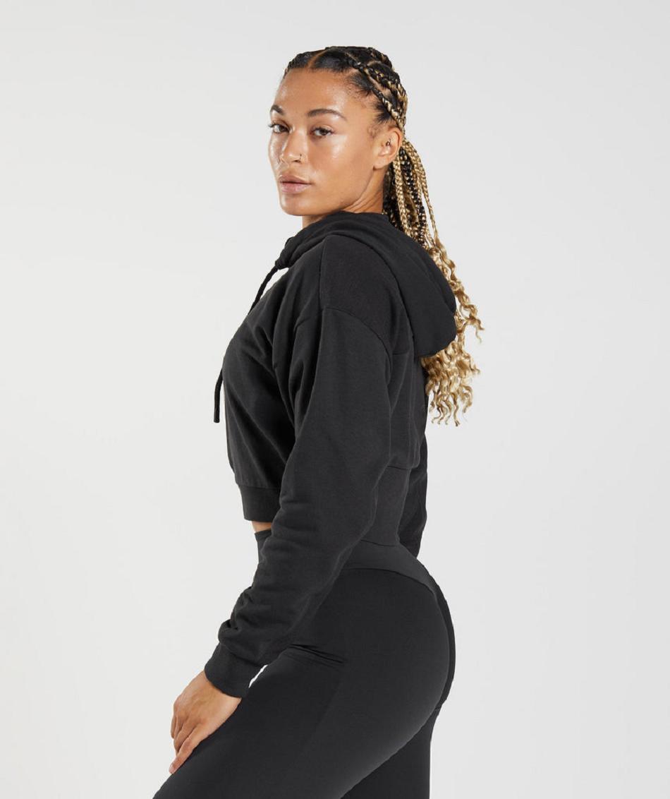 Sudadera Con Capucha Gymshark Gs Power Cropped Zip Mujer Negras | CO 2013DFM